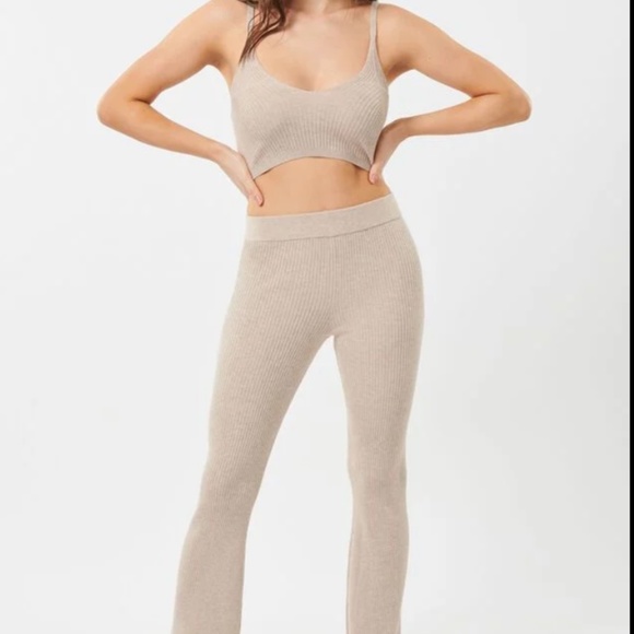 Brown/Nude Ribbed Knitted Lounge Set